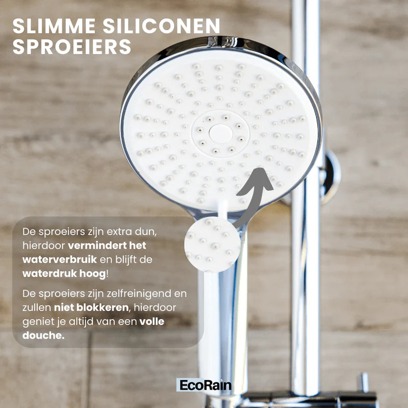 Wassersparender Duschkopf Mark 12 cm mit Schlauch – Chrom