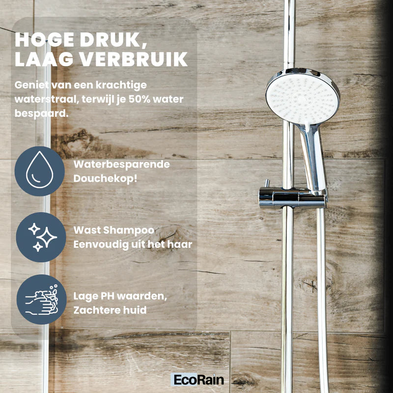 Wassersparender Duschkopf Mark 12 cm mit Schlauch – Chrom
