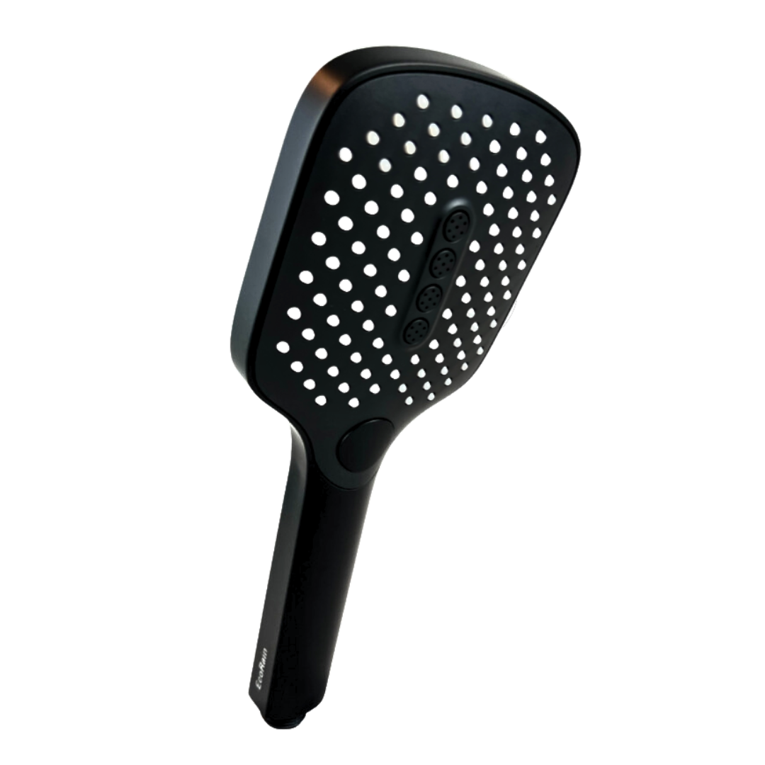 Wassersparender Duschkopf Mark Quadratisch 12 cm – Schwarz