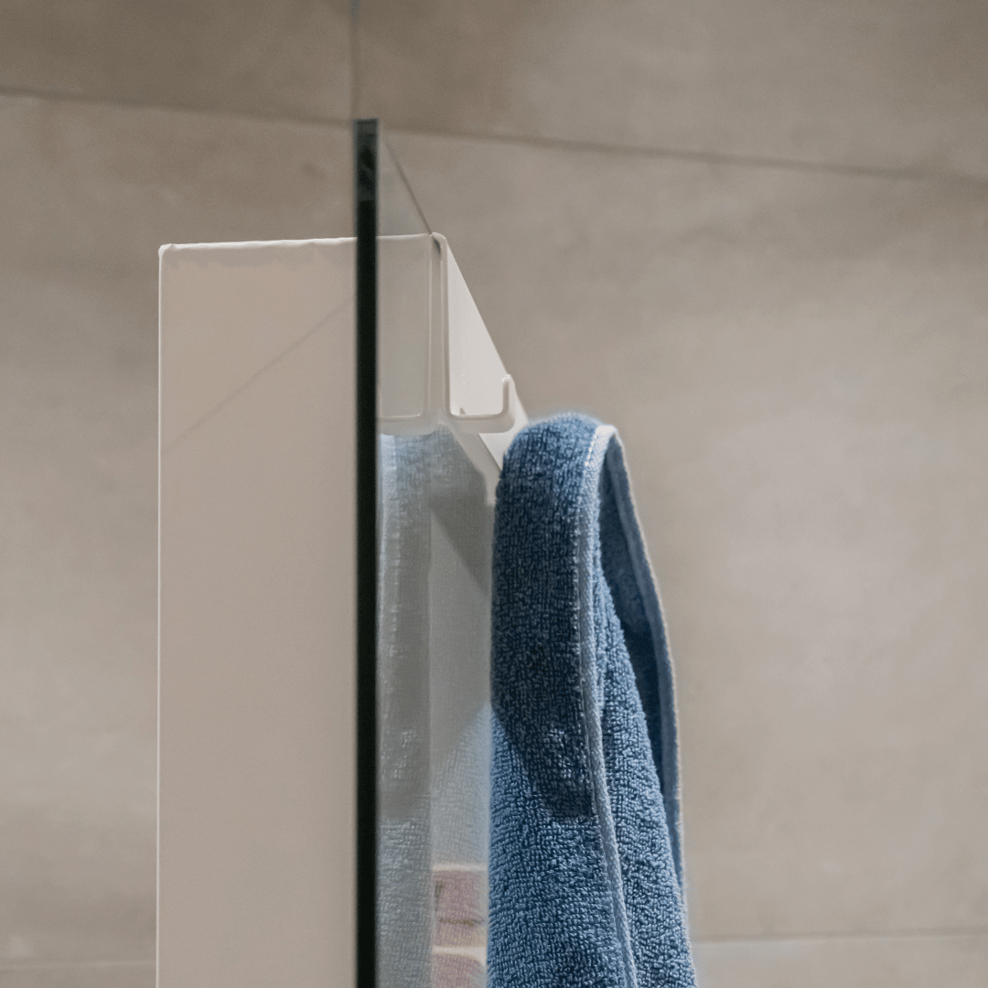 Hängendes Duschregal aus Edelstahl, weiß – für Duschwand