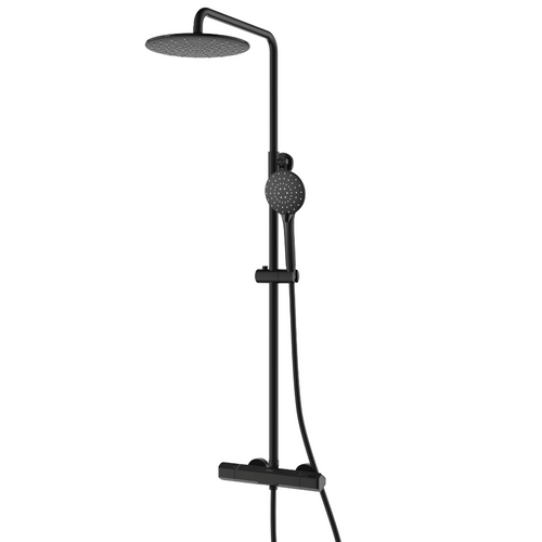 Regendusch-Set Glenn 23 cm mit Thermostat-Mischbatterie – Schwarz